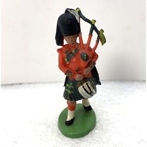 Britains Hong Kong 2" Scottish Bagpiper Figurine Vintage Painted Soldier Toy